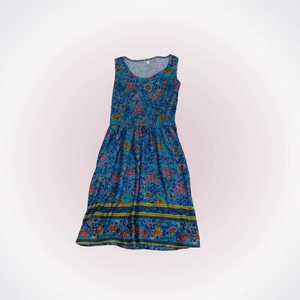 Blue Floral Sleeveless SummeDress | Sz M